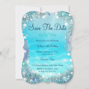 Save The Date Enregistrer La Date Turquoise Blue Water Ocean Pea