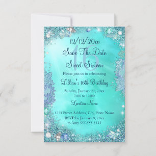 Save The Date Enregistrer La Date Turquoise Ocean Jewel Sweet 16