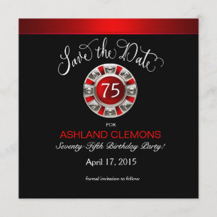 Save The Date Enregistrer la date Vegas Casino Chip   rouge arge