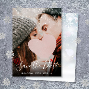 Save The Date Enregistrer la date Winter Snowflakes Script Photo