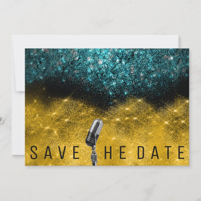 Save The Date Enregistrer la Parties scintillant de date Gold Bl (Devant)