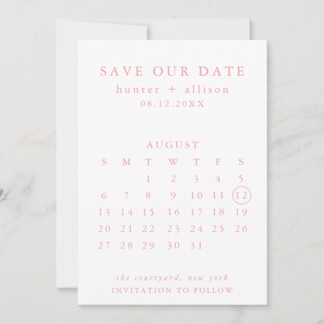 Save The Date Enregistrer Le Calendrier Date (Devant)