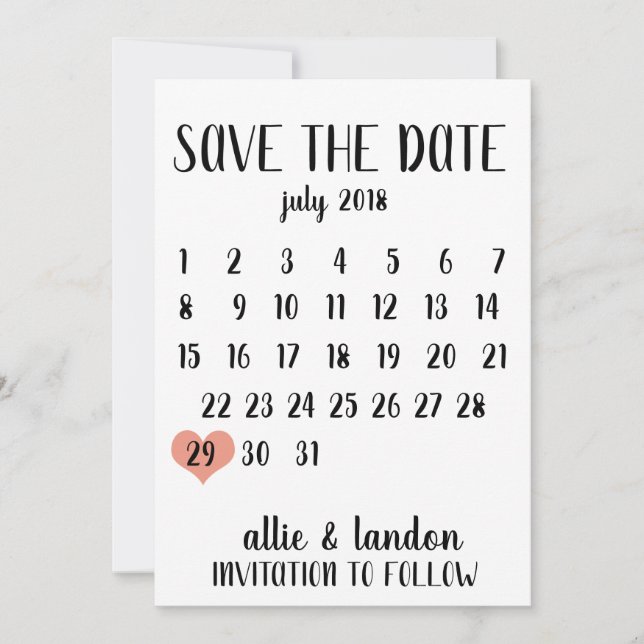 Save The Date Enregistrer Le Calendrier Date (Devant)