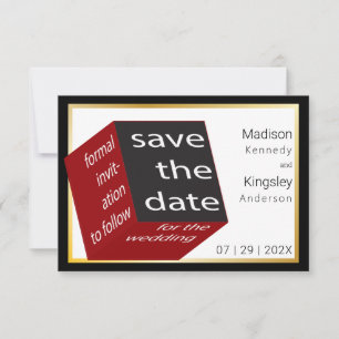 Save The Date Enregistrer le cube géométrique rouge noir haute t
