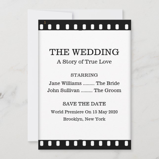 Save The Date Enregistrer Le Mariage Date Avec Un Thème Film Fil (Devant)