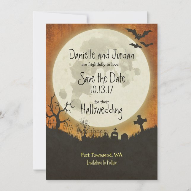 Save The Date Enregistrer le mariage Date Halloween en orange (Devant)