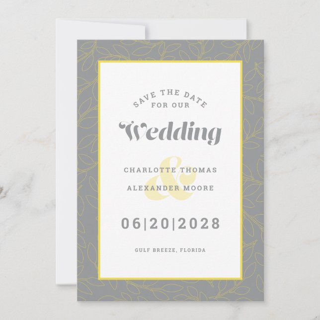 Save The Date Enregistrer Le Mariage Date | Motif moderne gris j (Devant)