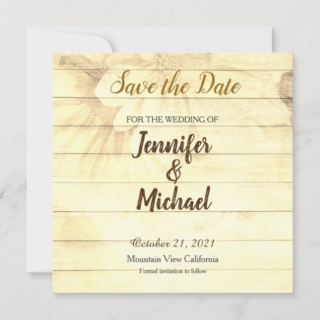 Save The Date Enregistrer le Mariage de date Sepia Brown Matte E (Devant)