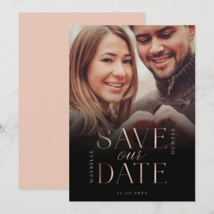 Save The Date Enregistrer notre date Rose Gold Full Photo Black