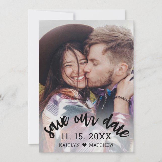 Save The Date Enregistrer notre photo Mariage de script moderne (Devant)