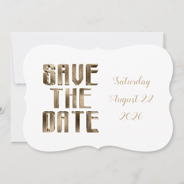 Save The Date Enregistrez la date Chic Typographie Or Fête de ma (Devant)