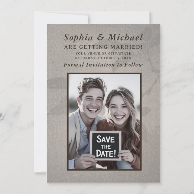 Save The Date Enregistrez la date de votre mariage rustique et d (Dos)