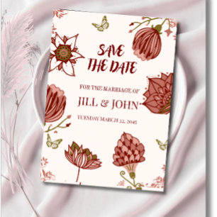 Save The Date Enregistrez la date Illustration botanique de mari