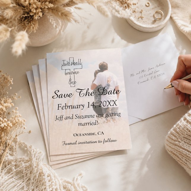 Save The Date Enregistrez la date Photo de mariage de couple fil (Créateur téléchargé)
