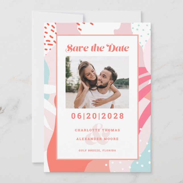 Save The Date Enregistrez la date photo | Motif géométrique mode (Devant)