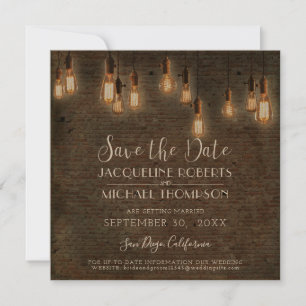 Save The Date Entrepôt industriel vintage Edison Lights Brick