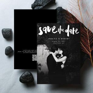 Save The Date Épousailles Photo Écriture Moderne Pinceau Audacie