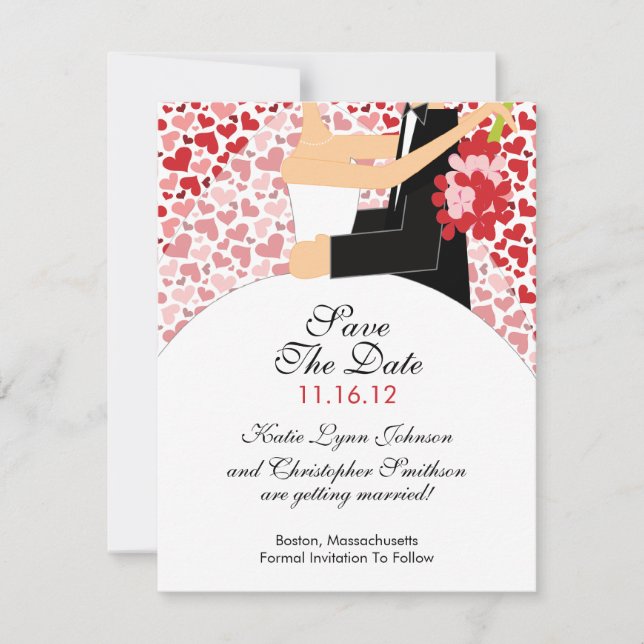 Save The Date Épouse Coeur & Salle Enregistrer L'Invitation Date (Devant)