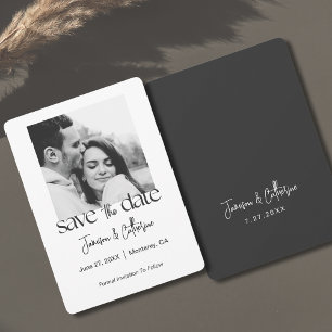 Save The Date Épreuve Noir et Blanc Script Moderne Faire Part de