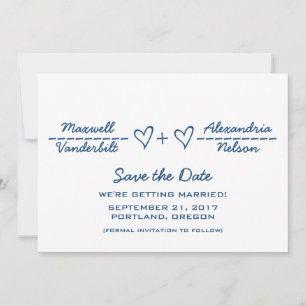 Save The Date Équation Coeur Bleu Enregistrer l'Invitation Date