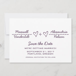 Save The Date Équation de coeur violet Enregistrer la date Invit