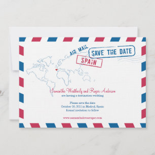 Save The Date Espagne Air Mail Mariage Enregistrer La Date