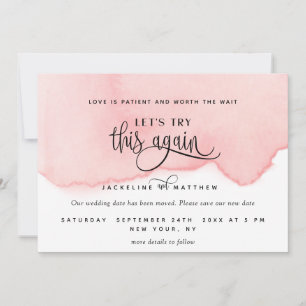 Save The Date Essayons de nouveau, Aquarelle rose pâle