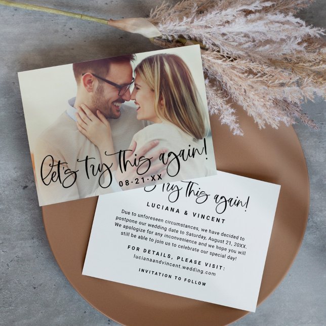 Save The Date Essayons de nouveau cette photo Mariage moderne (Créateur téléchargé)