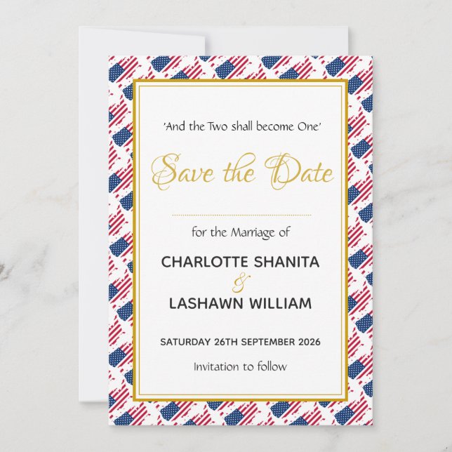 Save The Date ÉTATS-UNIS AMÉRIQUE Mariage Chrétien Coutume Céléb (Devant)