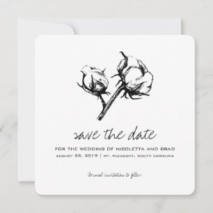 Save The Date Etching Plante en coton   Mariage Enregistrer la d