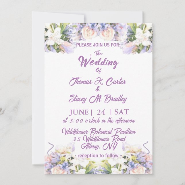 Save The Date Été Lilac Fleur sauvage Mariage romantique (Devant)