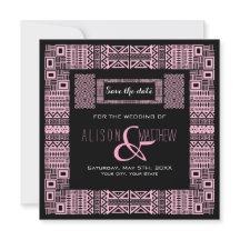 Ethnic Design Black Pink Enregistrer la date Invit