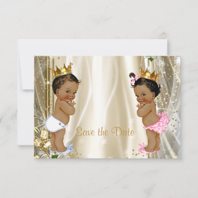 Save The Date Ethnic Prince Princess Baby shower Enregistrer La  (Devant)