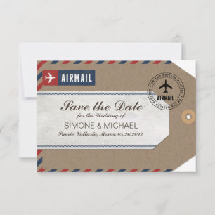 Save The Date Étiquette de bagage par avion pour mariage enregis