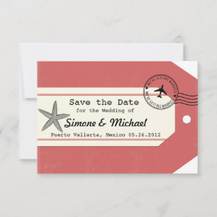 Save The Date Étiquette de bagage thème voyage étoile de mer Enr