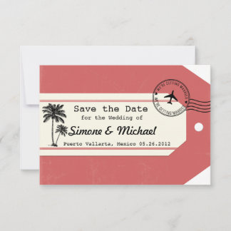 Save The Date Étiquette de bagage thème voyage Palmier Enregistr