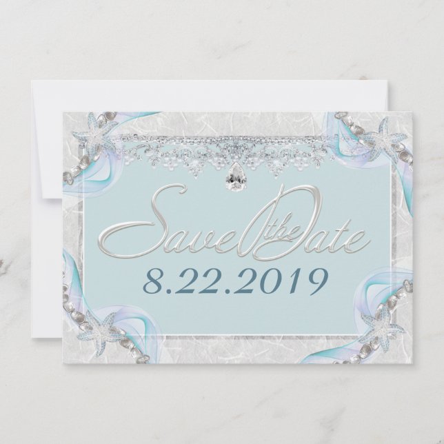 Save The Date Étoile de mer et diamants, Enregistrez la date (Devant)