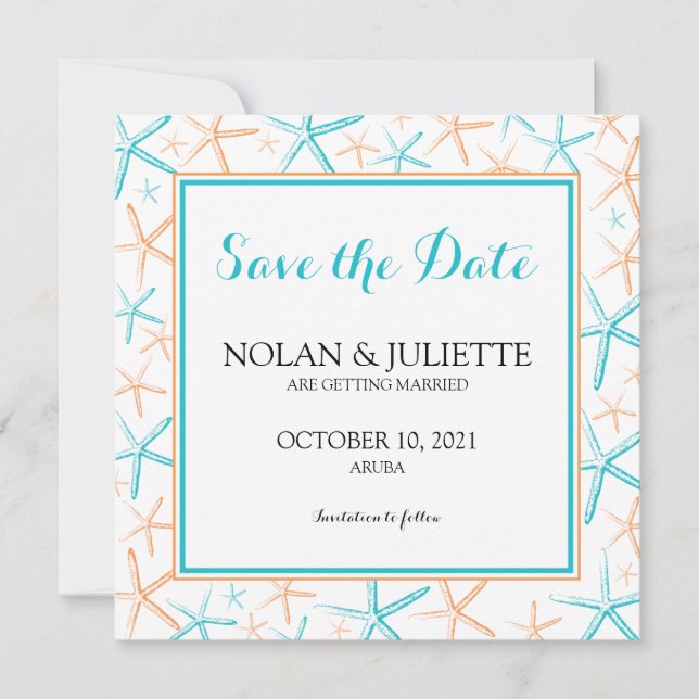 Save The Date Étoile de mer mince Enregistrer la date du mariage (Devant)