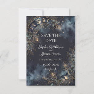 Save The Date Étoiles botaniques célestes de minuit & Forêt mari