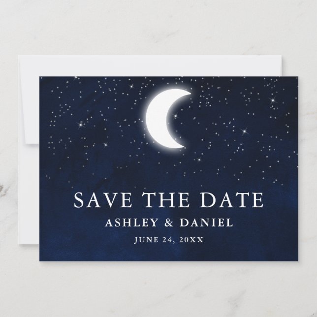 Save The Date Étoiles Ciel Bleu Céleste Enregistrer La Date (Devant)