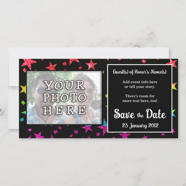 Save The Date Étoiles de Pluie Arc-en-Ciel Mariage Gay Anniversa (Devant)