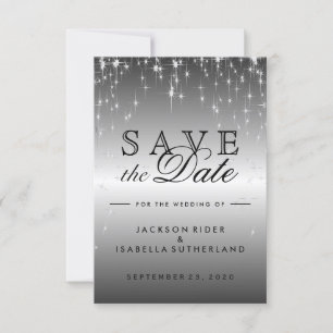 Save The Date Étoiles en argent métallique - Enregistrer la date