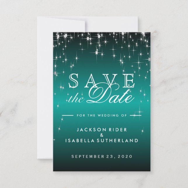 Save The Date Étoiles en métal Turquoise - Enregistrer la date (Devant)