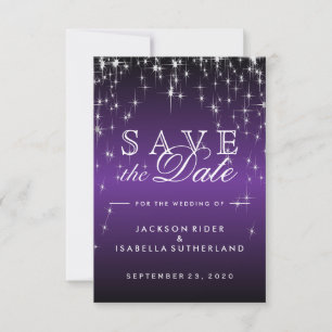 Save The Date Étoiles en violet métallique - Enregistrer la date