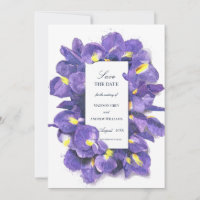 Étonnant violet Irises Aquarelle Floral Mariage