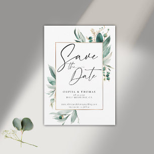 Save The Date Eucalyptus Cadre de verdure Mariage romain moderne