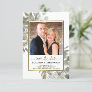 Save The Date Eucalyptus et Mariage photo de pin rustique