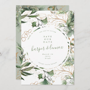 Save The Date Eucalyptus Golden Boho moderne automne Pampas Circ