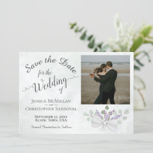 Save The Date Eucalyptus rustique & Lavande avec Mariage photo
