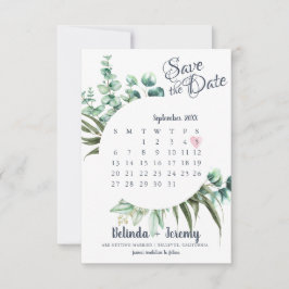 Save The Date Eucalyptus Verdure Rustique Enregistrer Le Calendr